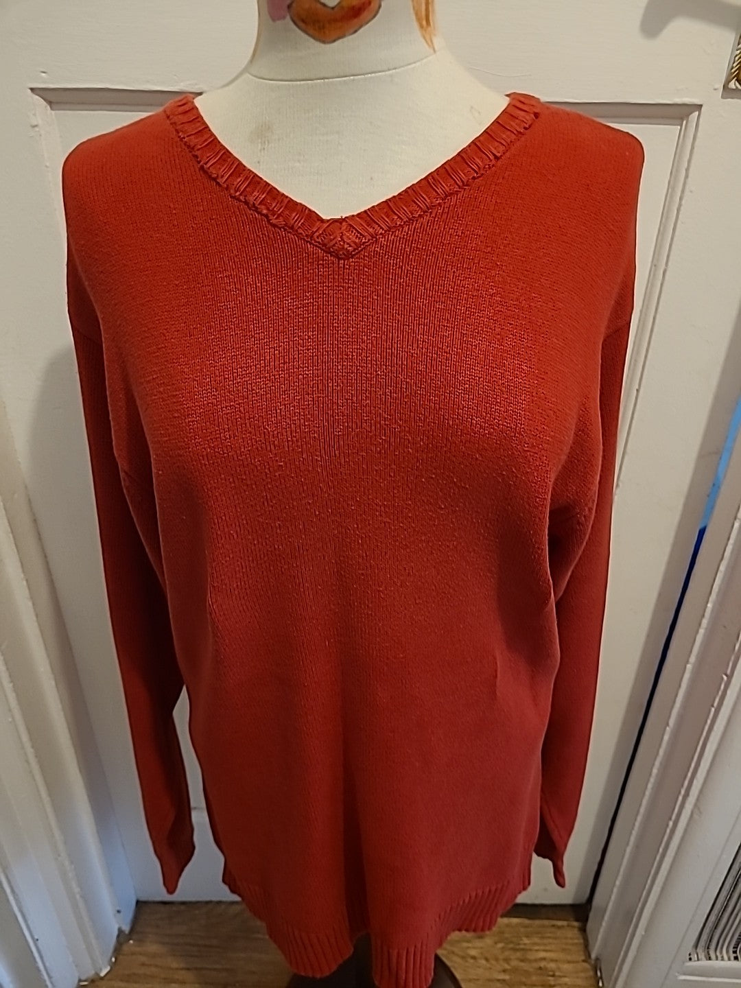 Mens Tommy Hilfiger Size Large Red Long Sleeved Jumper