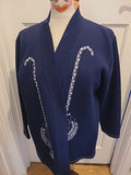 Ladies Eternal Collection Size Large Navy Embroidery Long Sleeved Cardigan