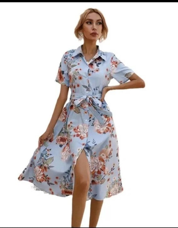 Brand new TorbayClothingCo Lilac Floral Short Sleeved A-line summer dress