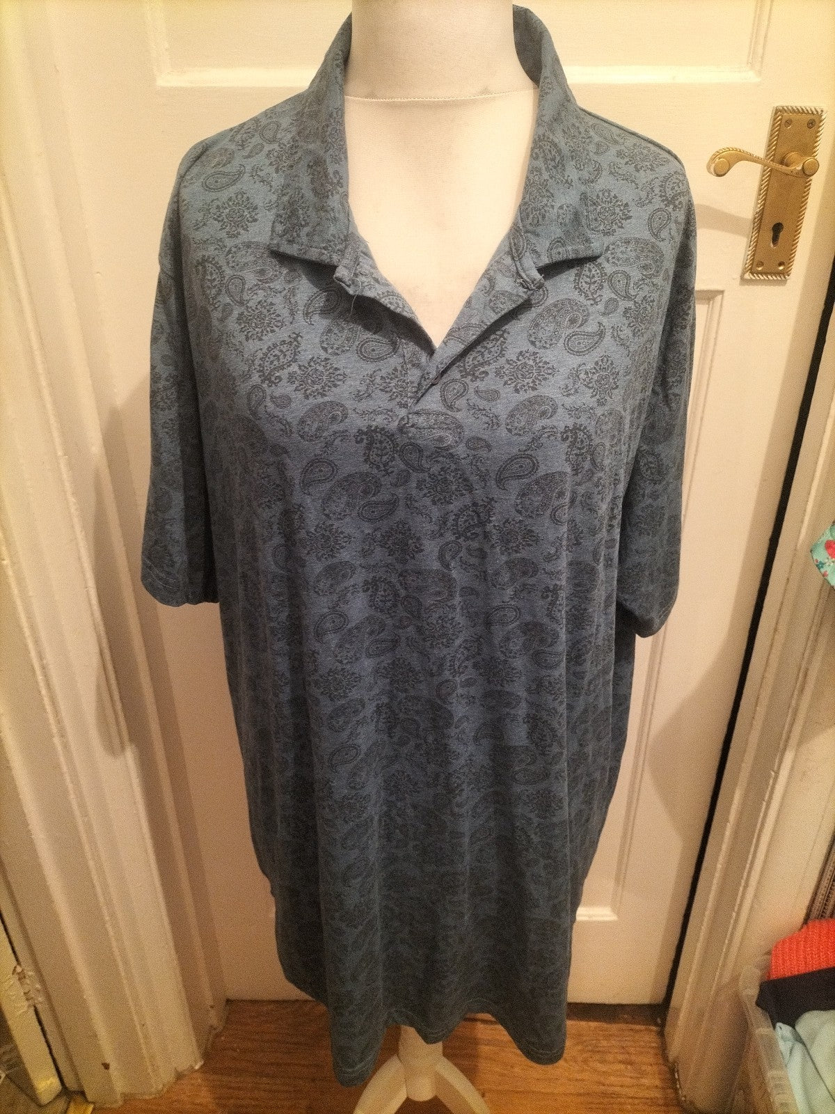 Bigdude 3XL Navy With Black Print Short Sleeve Polo