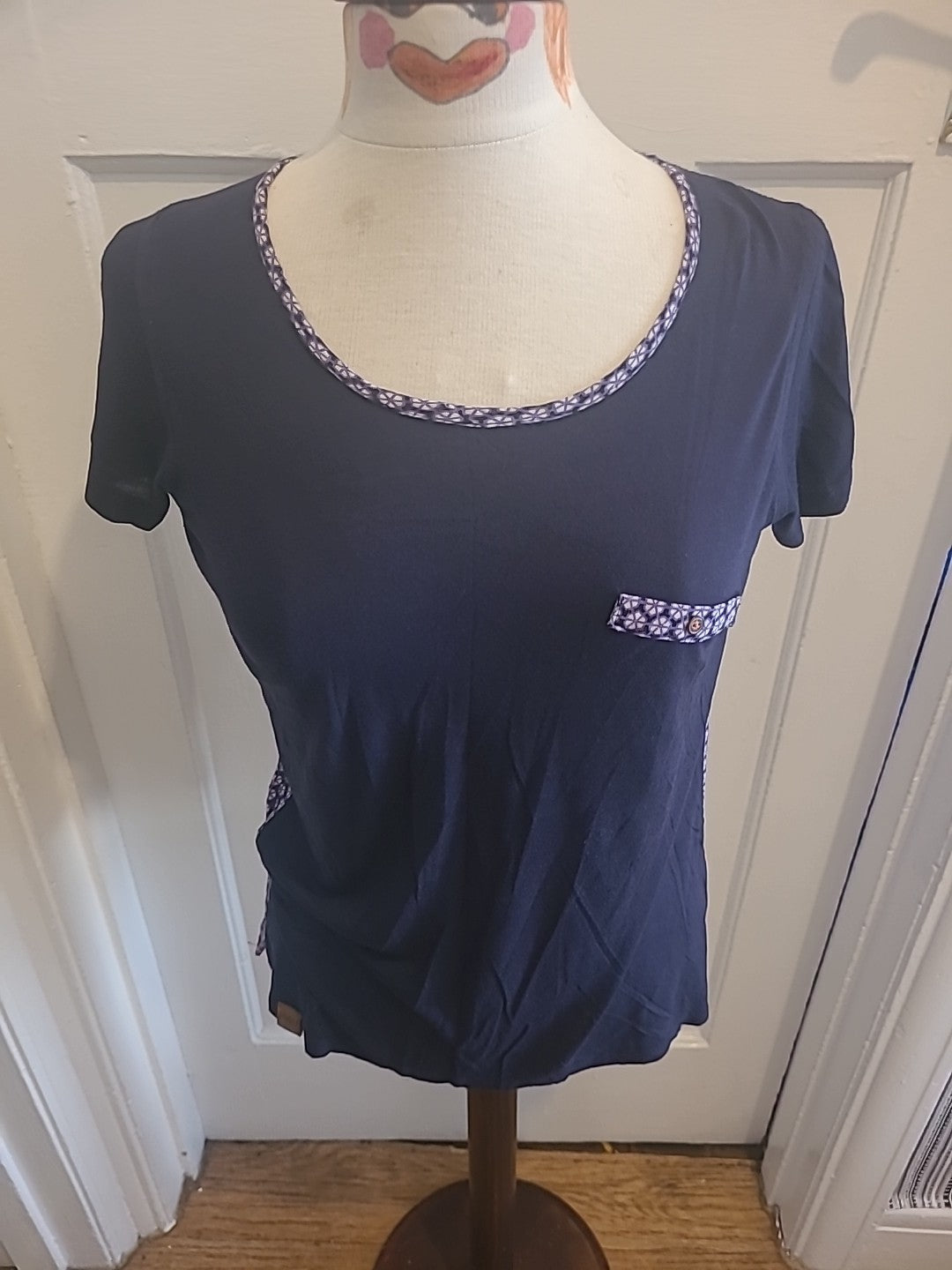 Ladies Regatta Size 10 Navy Purple Detailed Slightly See Through Tshirt