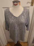 Ladies Tu Size 12 Metallic Silver Mid Sleeved Tshirt