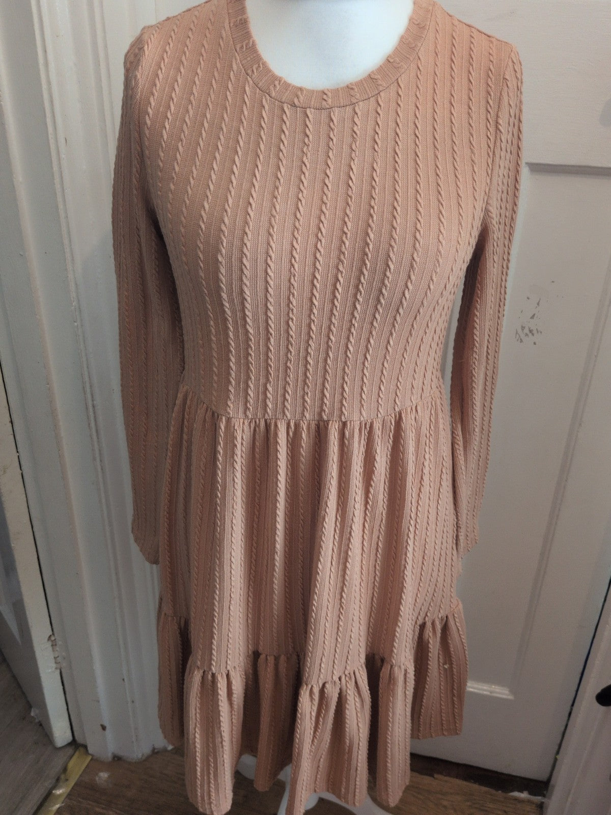 Shein Medium Brown Long Sleeve Fit Flare Dress