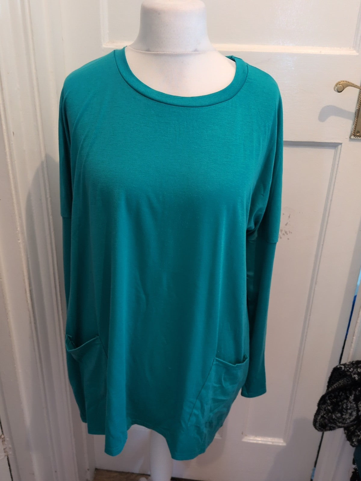 4XL Turquoise Long Sleeve Blouse