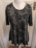 Originals 16 Grey And Black Floral Short Sleeve Blouse