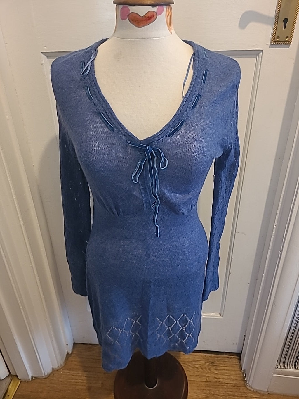 Ladies Pepperberry Size 10 Blue Soft Long Sleeved Dress