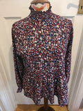 Ladies Pep&Co Size Large Black Floral Long Sleeved Tight Neck Blouse