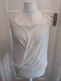 Ladies Primark Size 8 White Cross Over Sleeveless Top