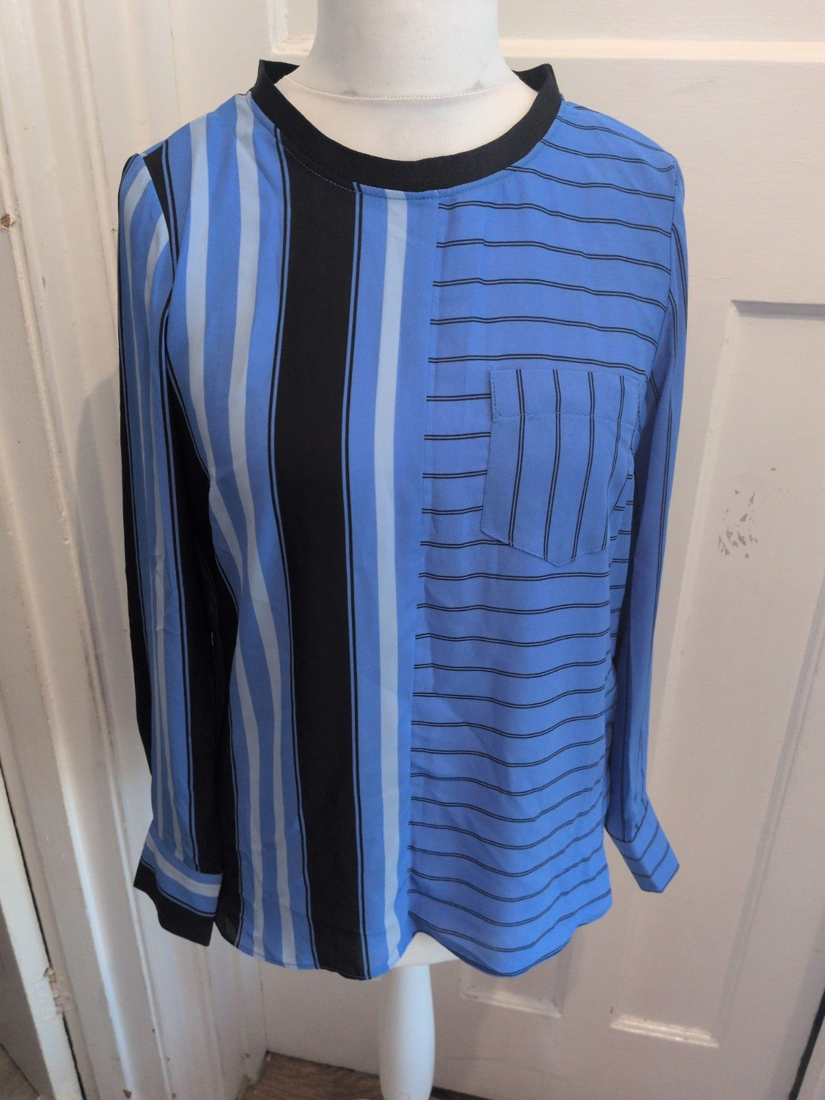 Principles 12 Blue And Black Long Sleeve Blouse