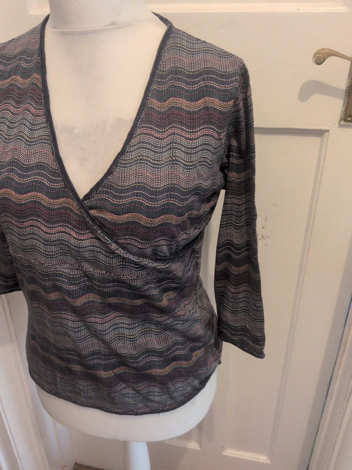 Fat Face 12 Multi Wavey Stripe Long Sleeve Blouse