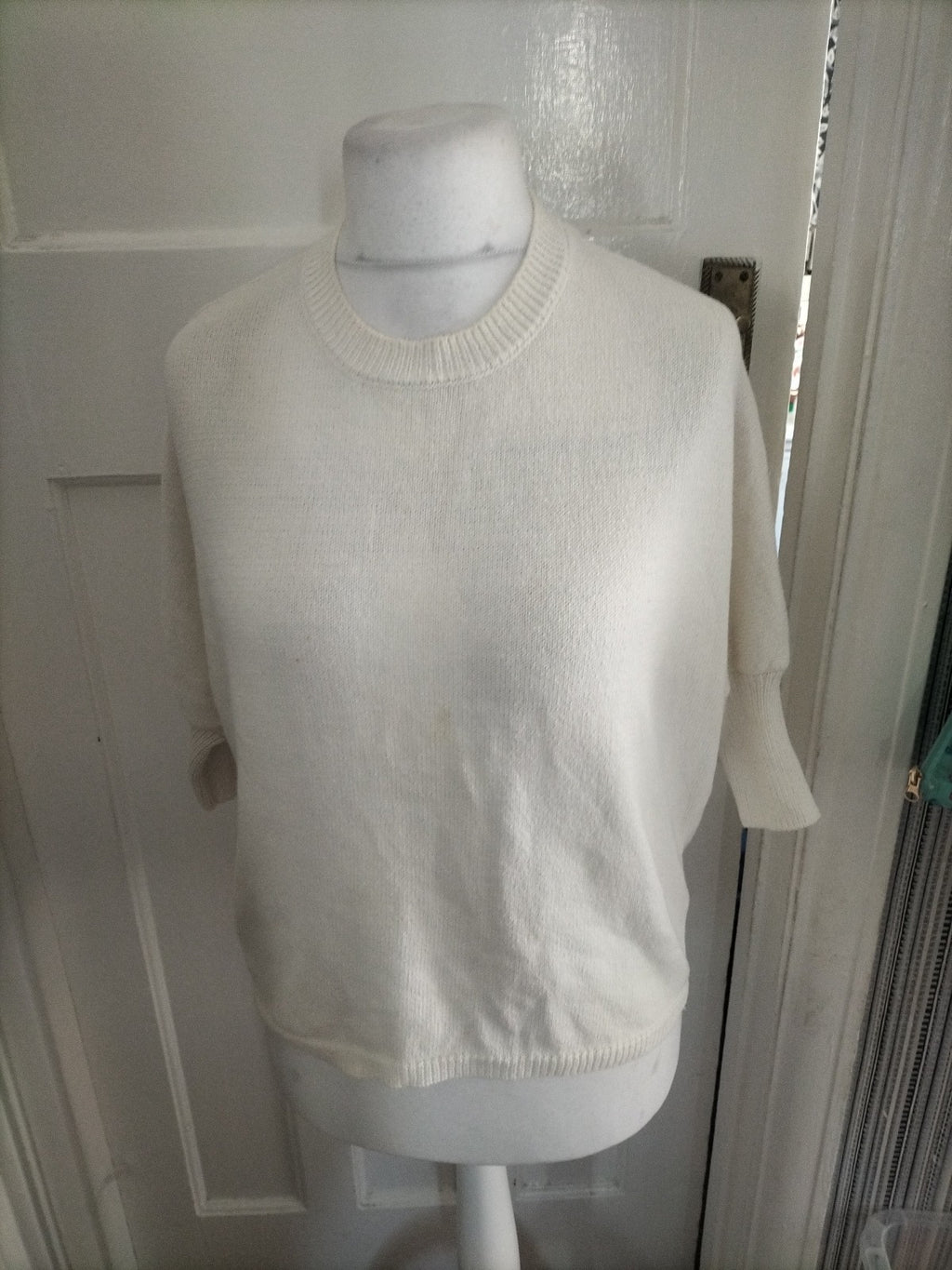 Ladies Apricot Size 10 White See Through Panel Back Jumper