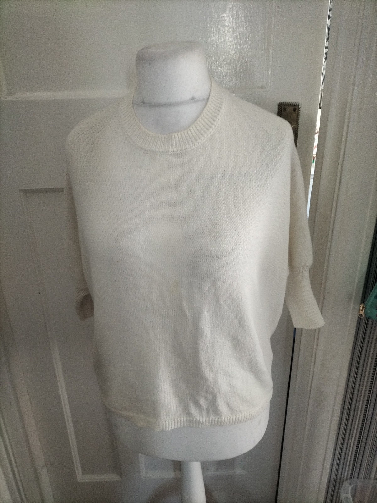 Ladies Apricot Size 10 White See Through Panel Back Jumper
