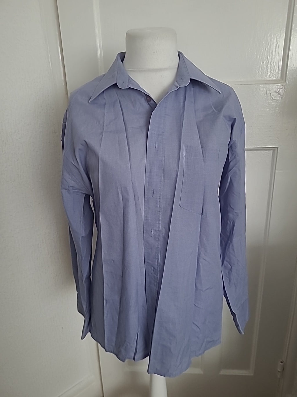 Mens Classic Shirtings Size 16.5in Blue Long Sleeve Shirt