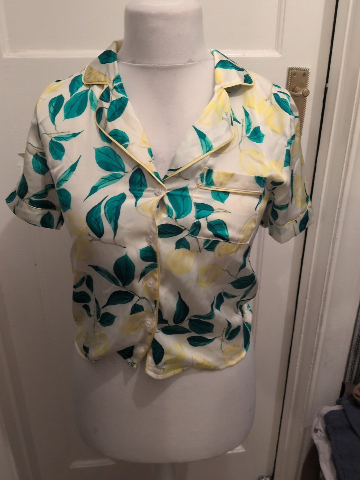 Primark 4-6 Lemon And Green Collared Short Sleeve Blouse