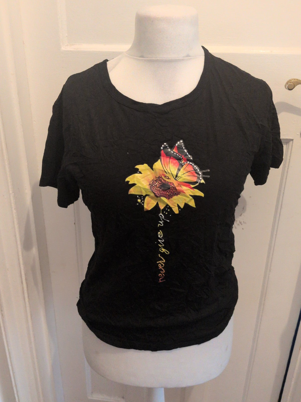 Medium Black Flower Print Short Sleeve T-shirt