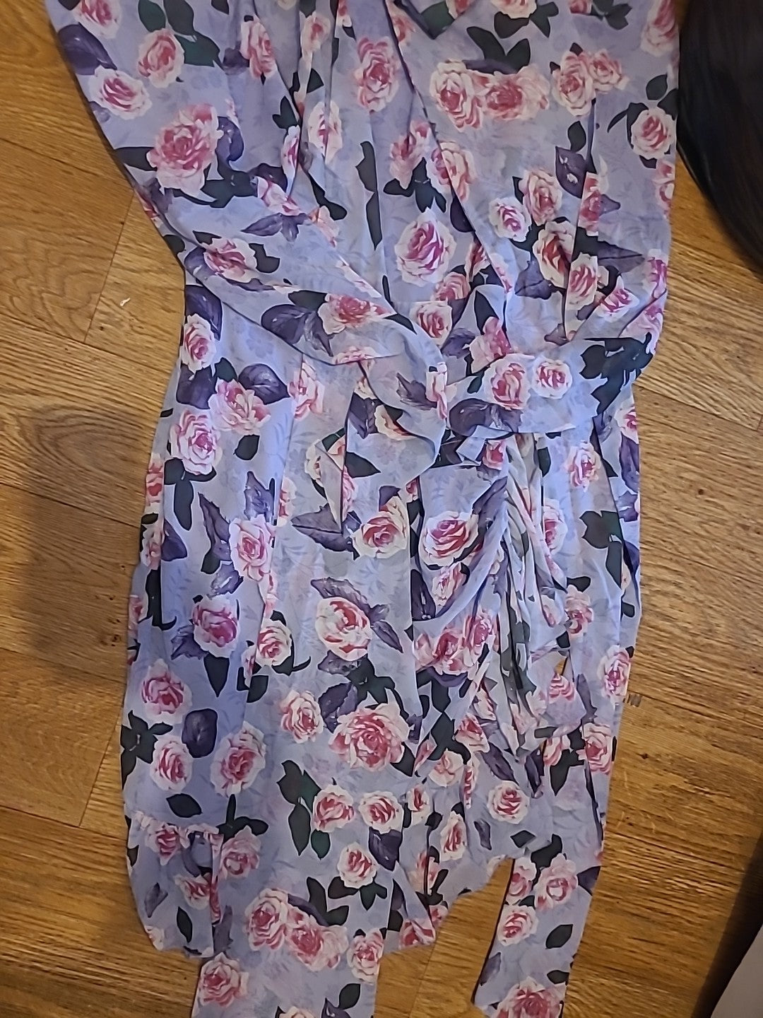 Ladies Shein Size XS Purple Rose Detail Lined Long Sleeved Dress