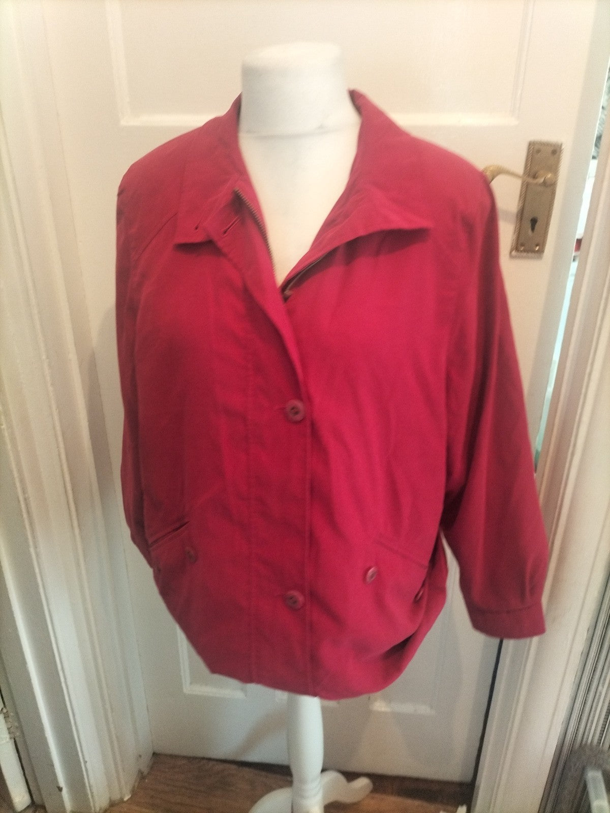 Ladies St Micheal Marks And Spencer Size 14 Red Lined Coat