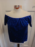 Ladies Quiz Size 10 Metallic Blue Shiny Short Sleeved Tshirt
