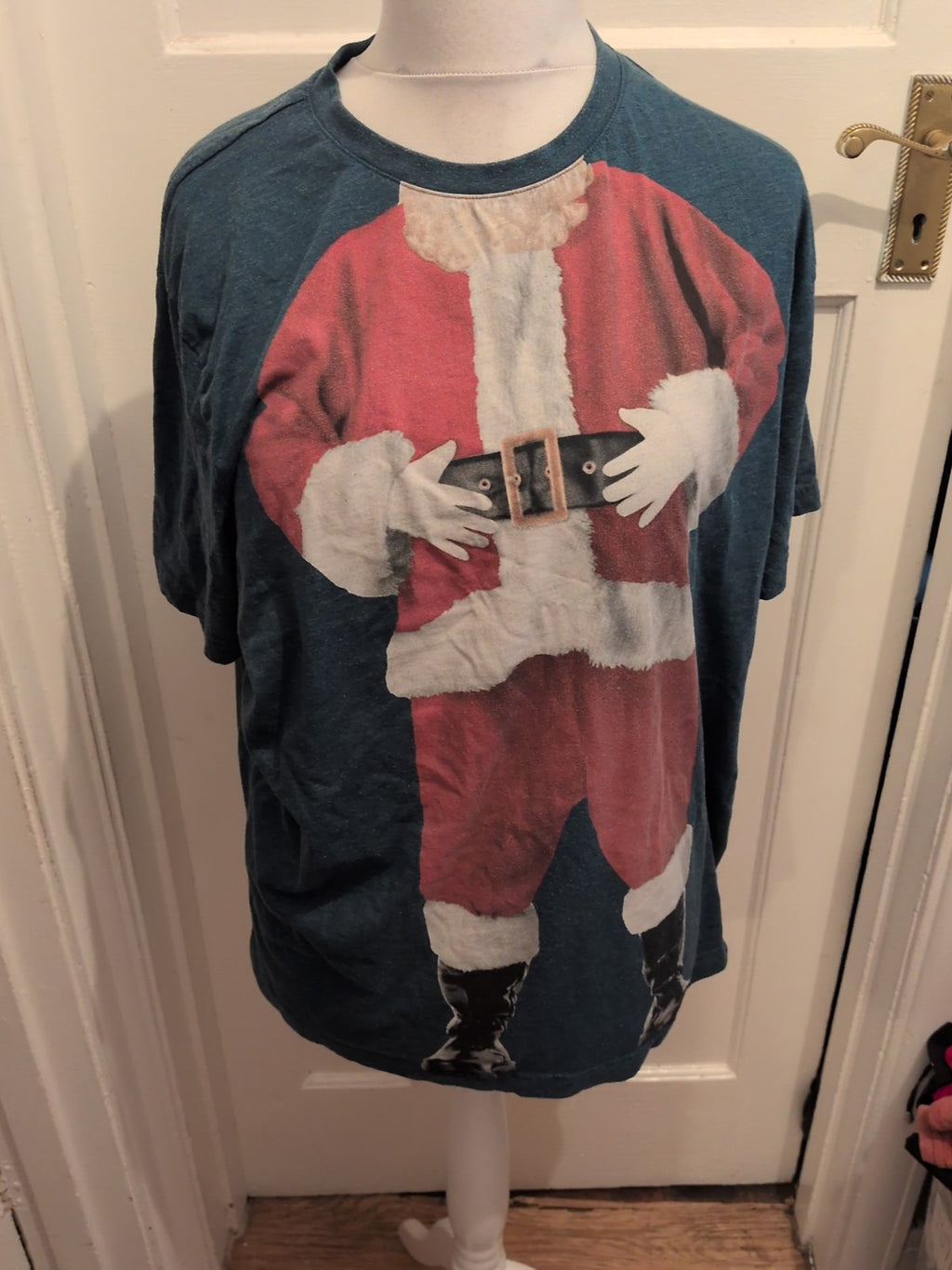 Tu 2XL Teal Santa Short Sleeve T-shirt