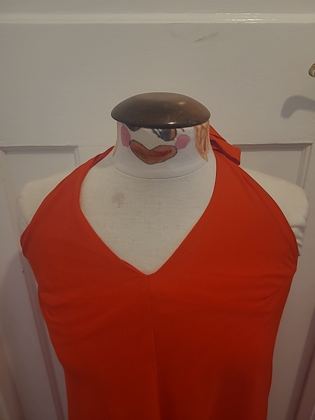 Ladies Topshop Size 10 Red Sleeveless Halterneck Midi Dress