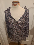 Ladies New Look Size 10 Black Floral Semi See Through Blouse