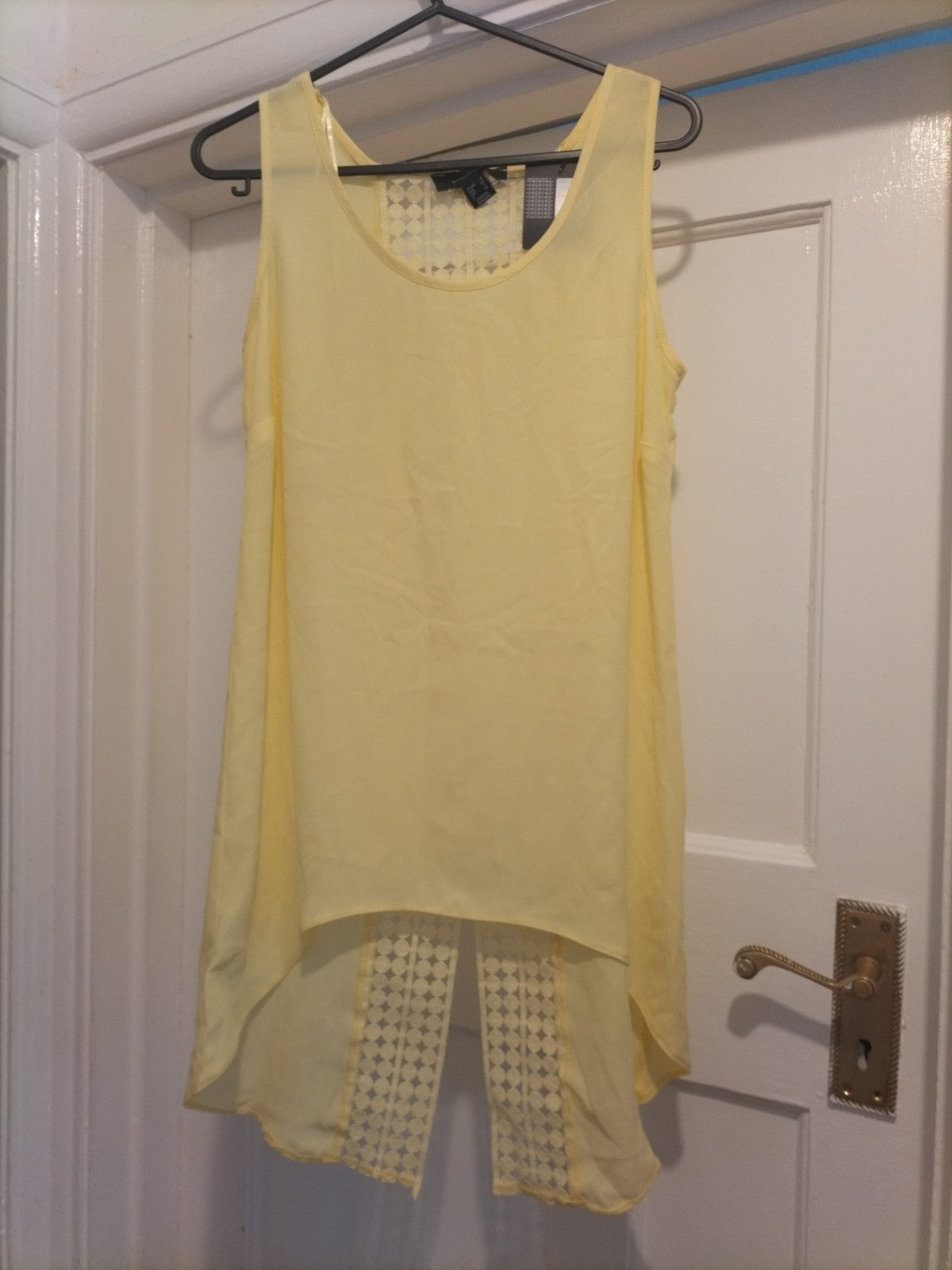 Brand New Ladies Primark Size 6 Yellow Sleeveless See Through Panel On Back...