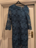 Jolie Moi Teal Lace Lined Long Sleeve Dress
