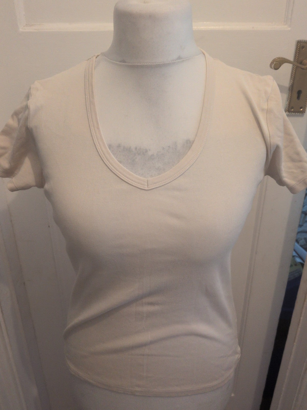 Ladies Marks And Spencer Size 14 Dark Cream Short Sleeve T-shirt