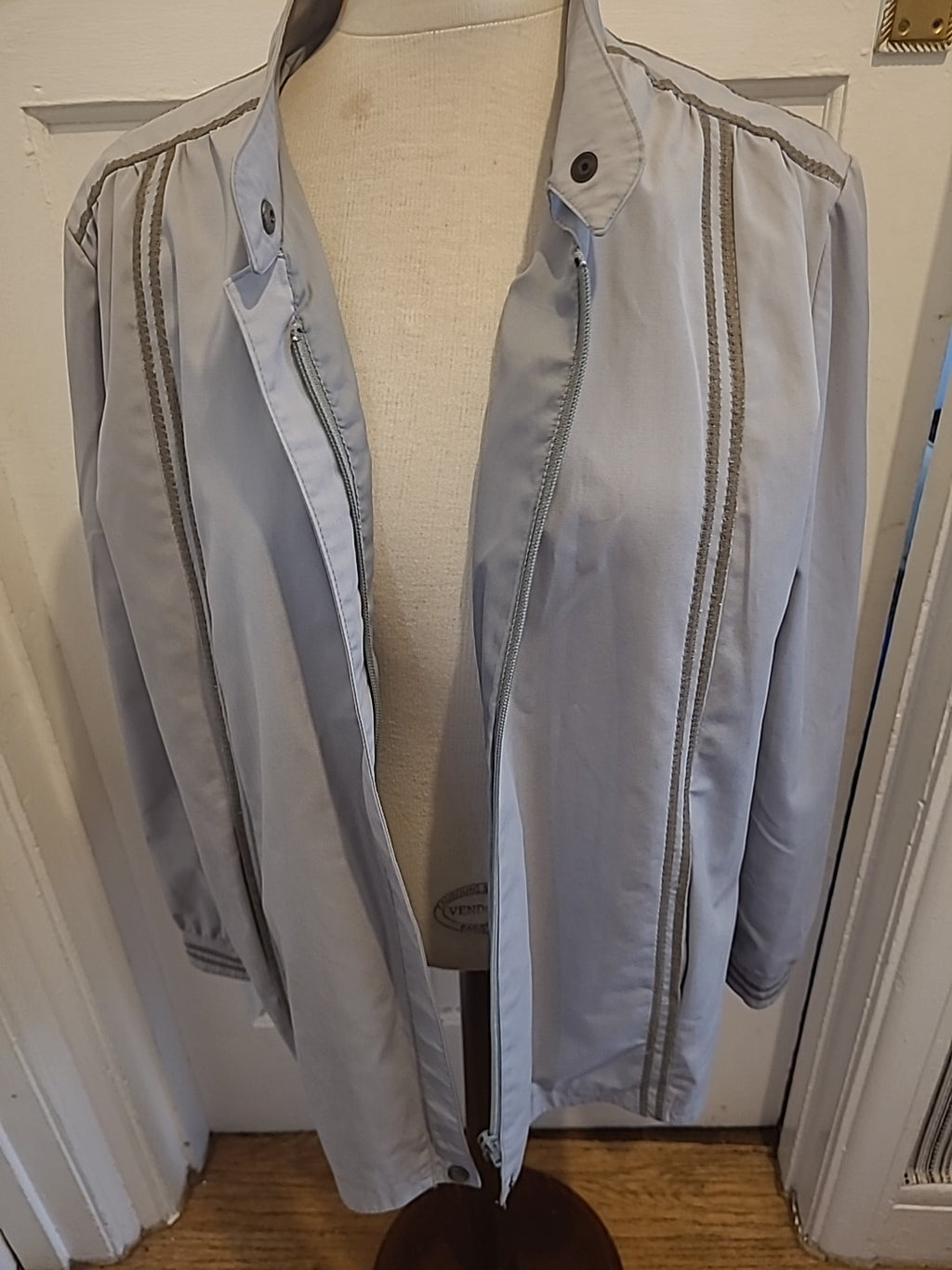 Ladies Dannimac Size Large Pale Blue/Grey Zip Through Jacket