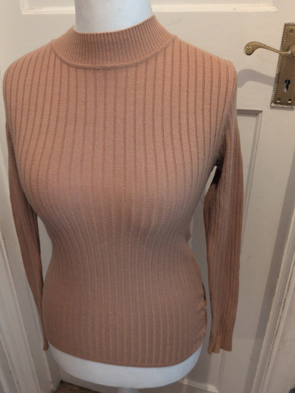 Primark Small Brown Ribbed High Neck Jumper