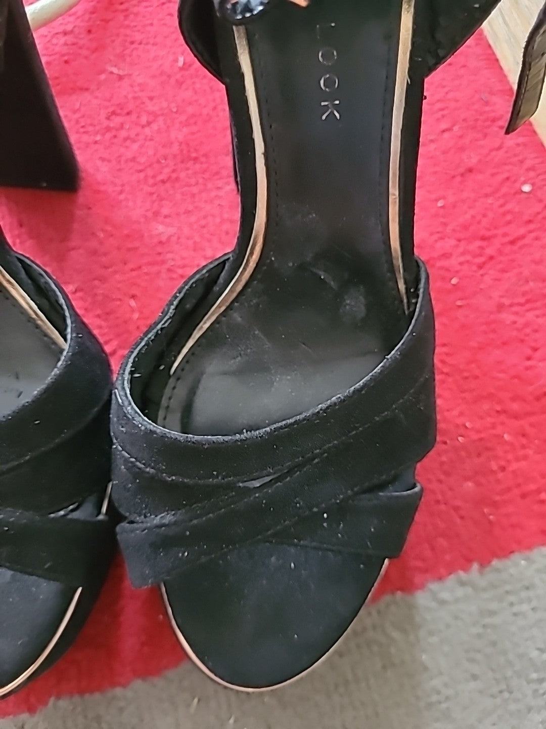 Ladies New Look Size 3 Black Open Toe Heels