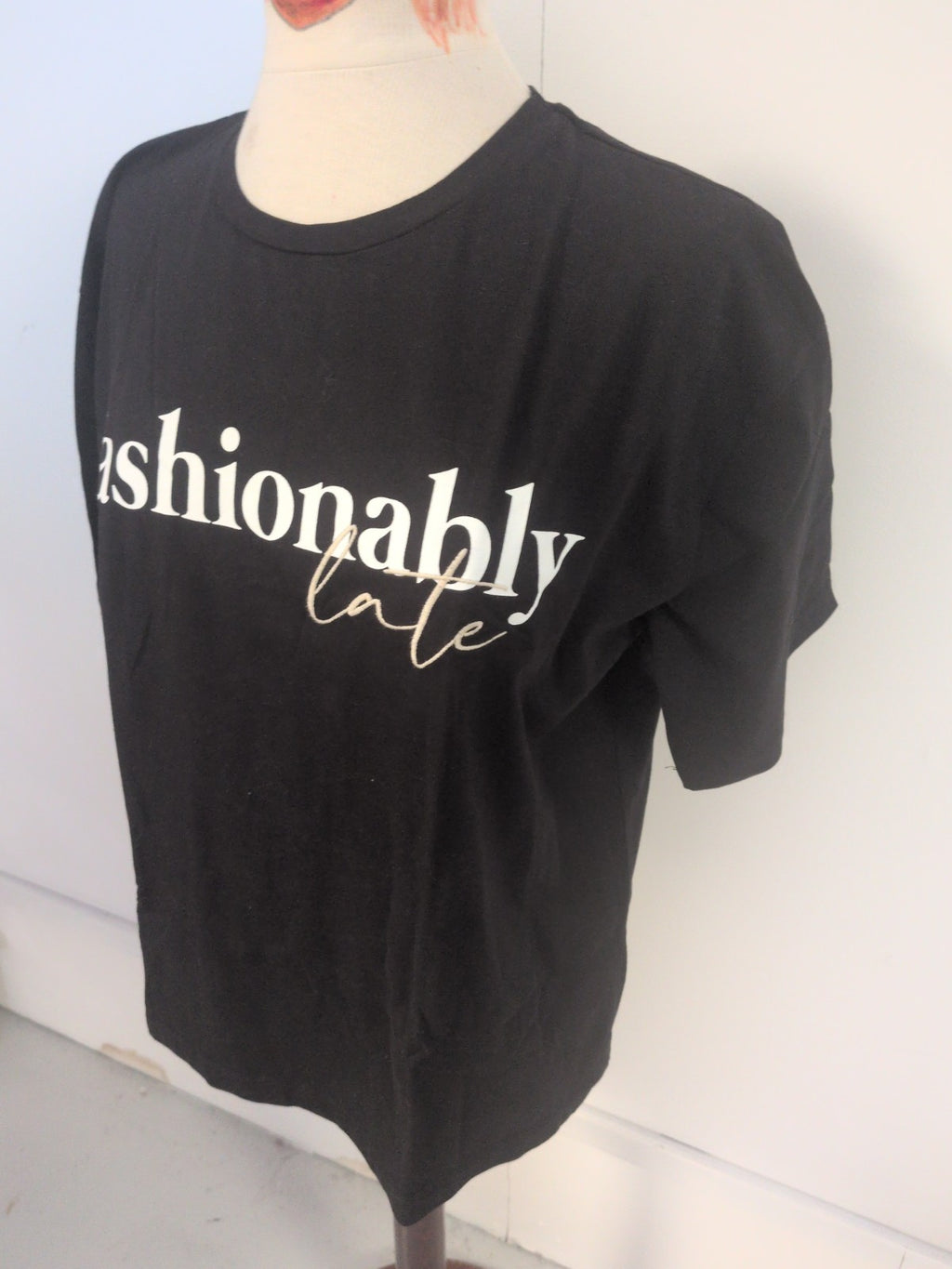F&F 14 Black Print Short Sleeve T-shirt Fashionably