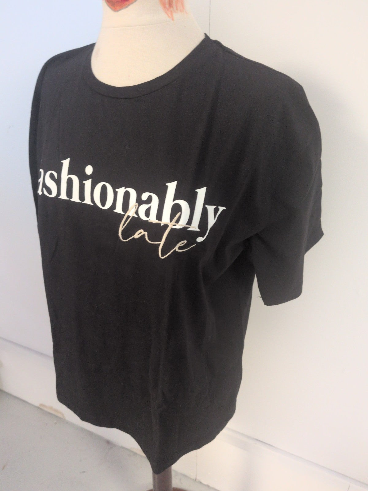 F&F 14 Black Print Short Sleeve T-shirt Fashionably