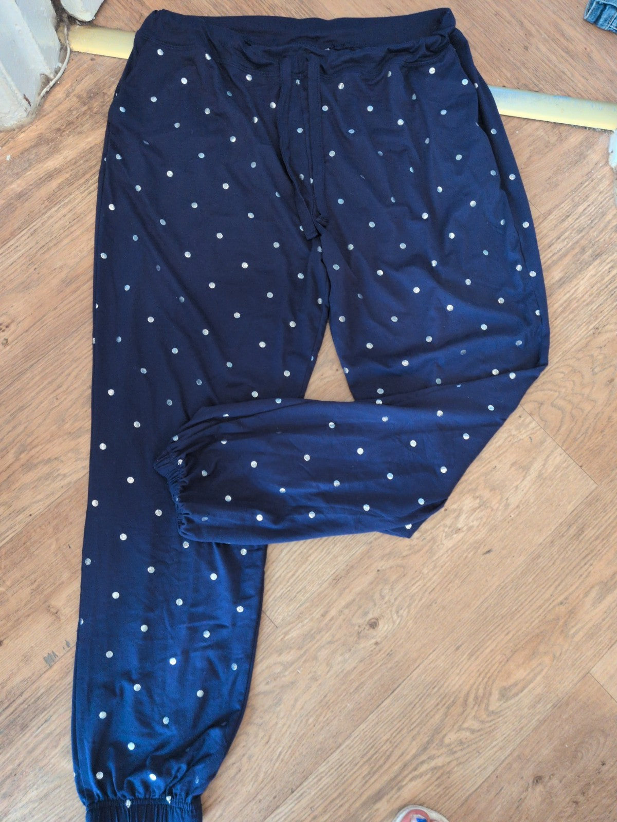 Peacocks 14-16 Medium Navy And Silver Pyjama Bottoms