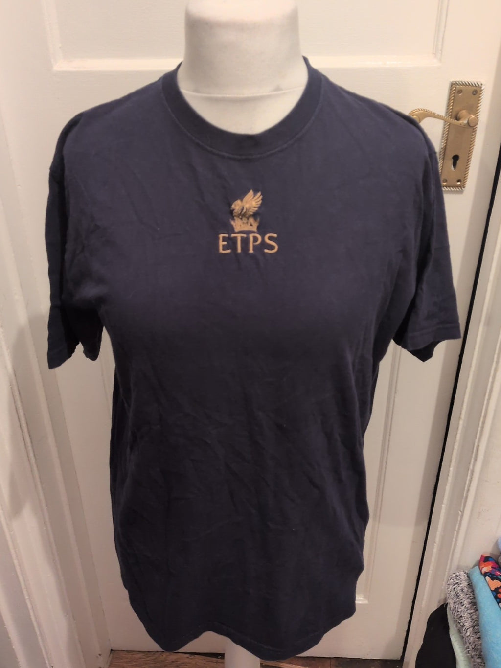 Mens Russell Size M Navy ETPS Navy Short Sleeved T-shirt