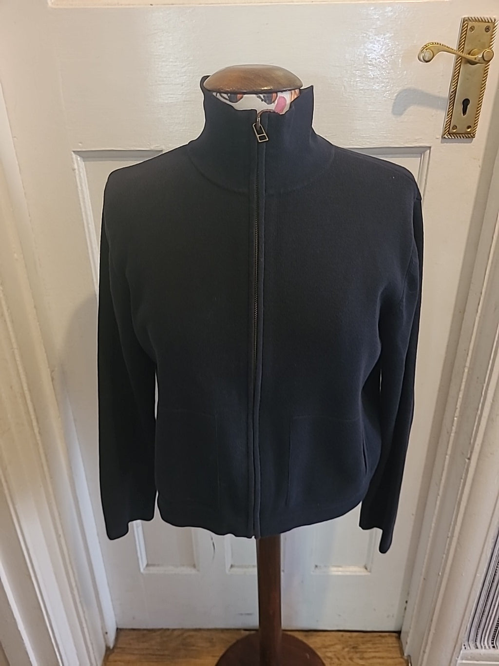 Ladies Terre Mer Size (42) Navy Long Sleeved Zip Through
