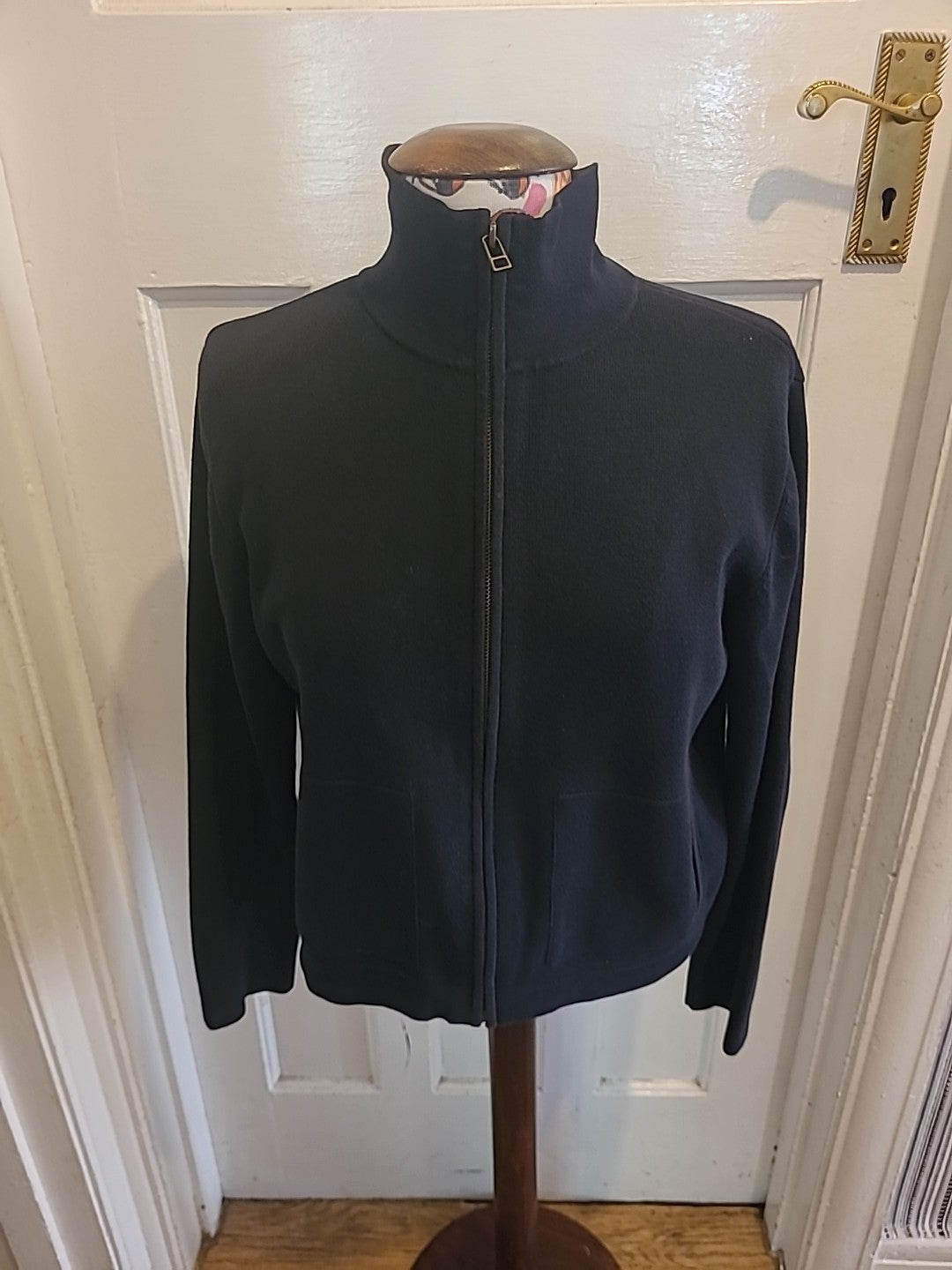 Ladies Terre Mer Size (42) Navy Long Sleeved Zip Through