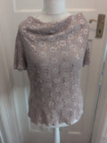 Jacques Vert 16 Grey Tinge Sequin Lined Blouse
