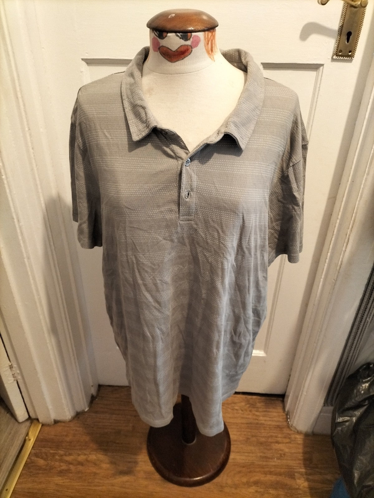 Mens Tu Size XL Grey With White Detail Pure Cotton Short Sleeved Polo