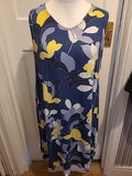 Ladies Maine Size 16 Blue/Yellow Sleeveless Dress