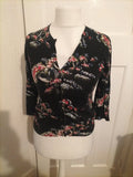 Ladies Oasis Size Small Black Floral Cardigan