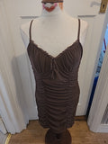 Ladies Divided Size Medium Brown Ruched Sleeveless Dress