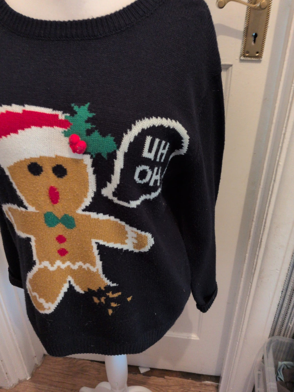 XL Navy Gingerbread Christmas Pullover Jumper