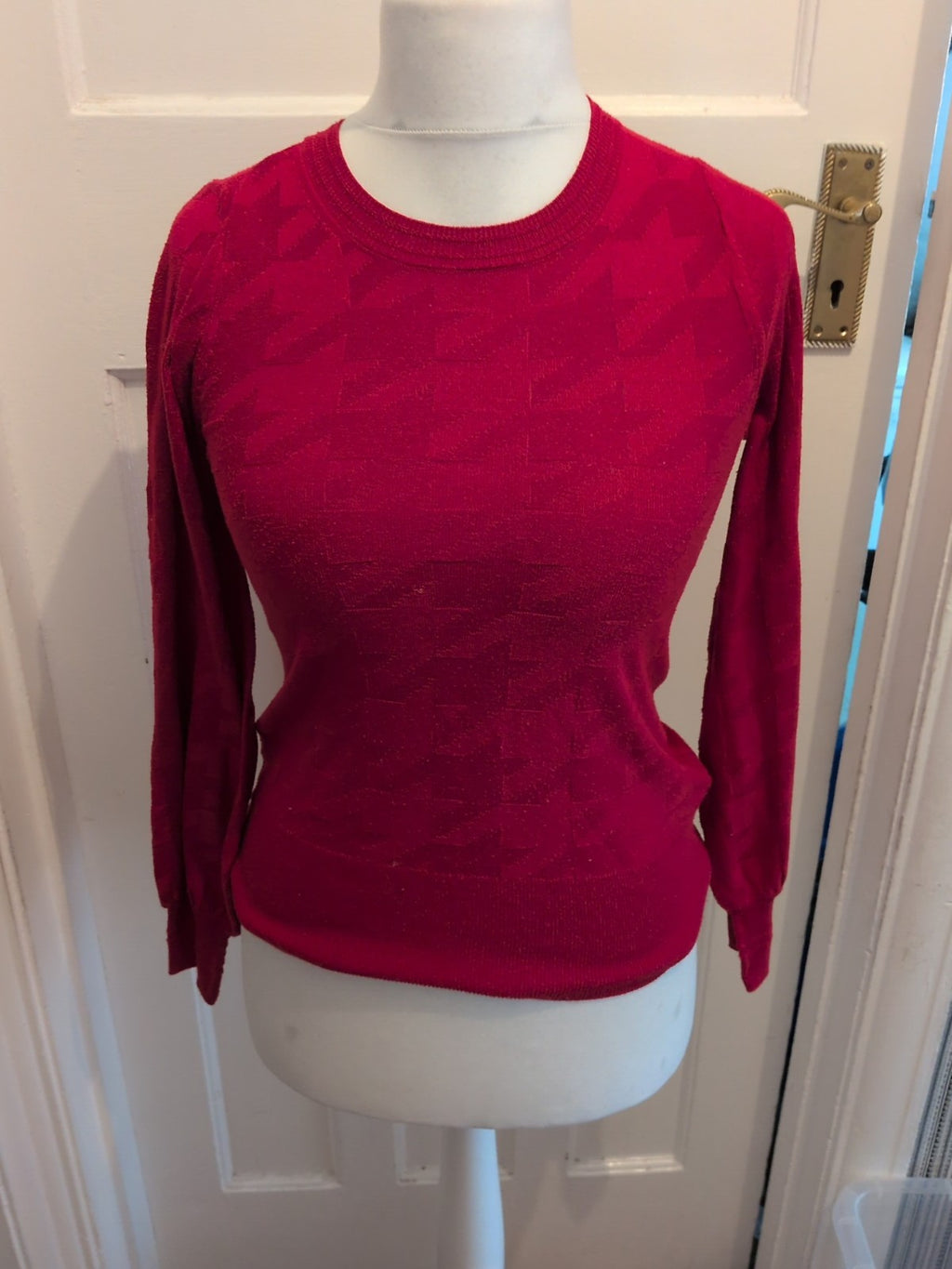 Next XS Red Long Sleeve Pattern Lightweight Jumper