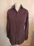 Mens Autograph Size 16 Purple And Black Striped Long Sleeved Shirt
