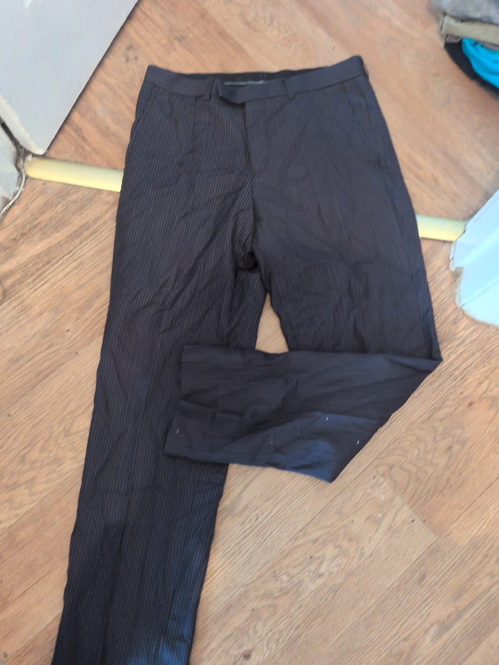 Burton 32L Navy Pinstripe Trousers