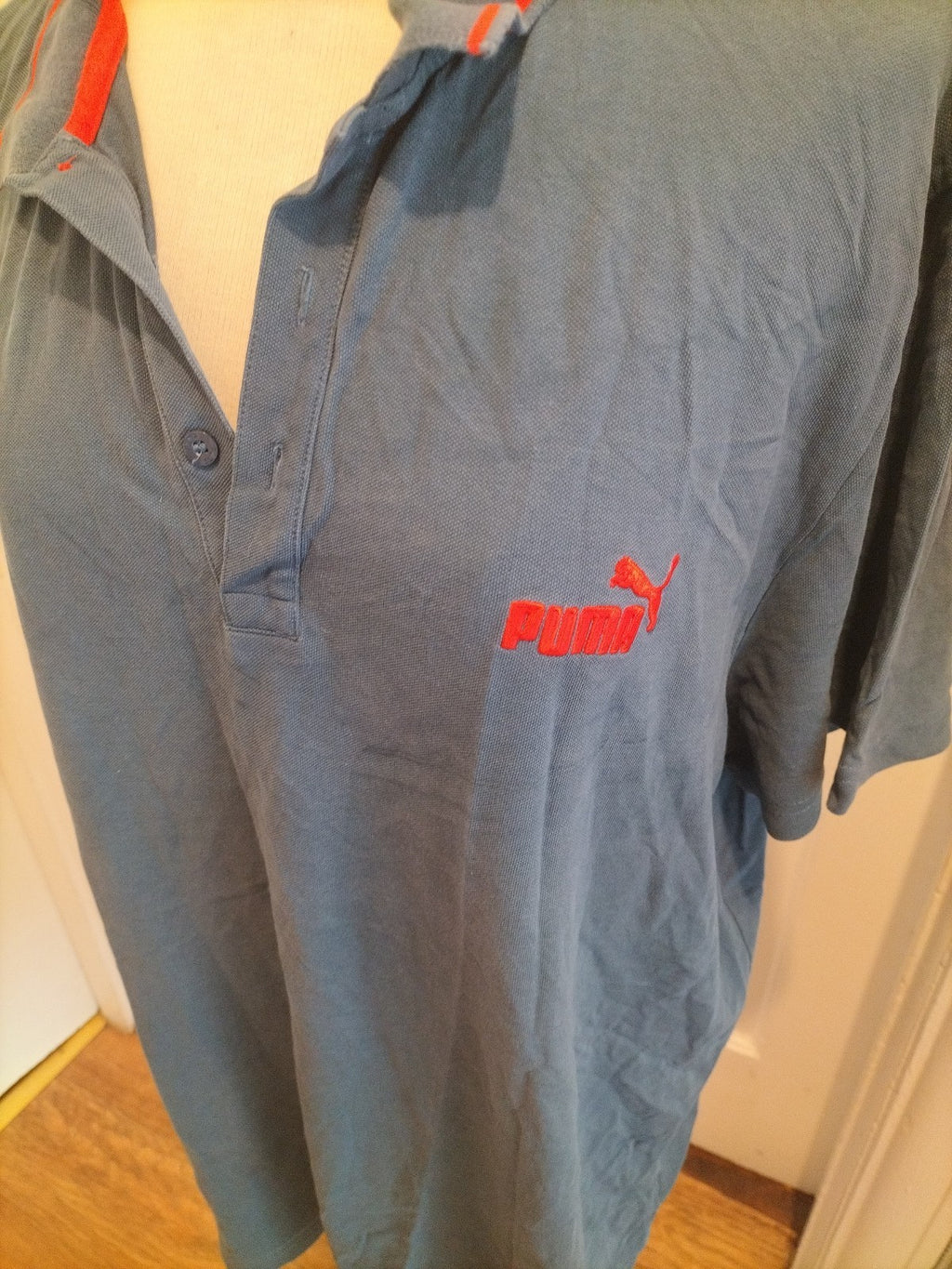 Mens Puma Size 2XL Blue Short Sleeved Polo