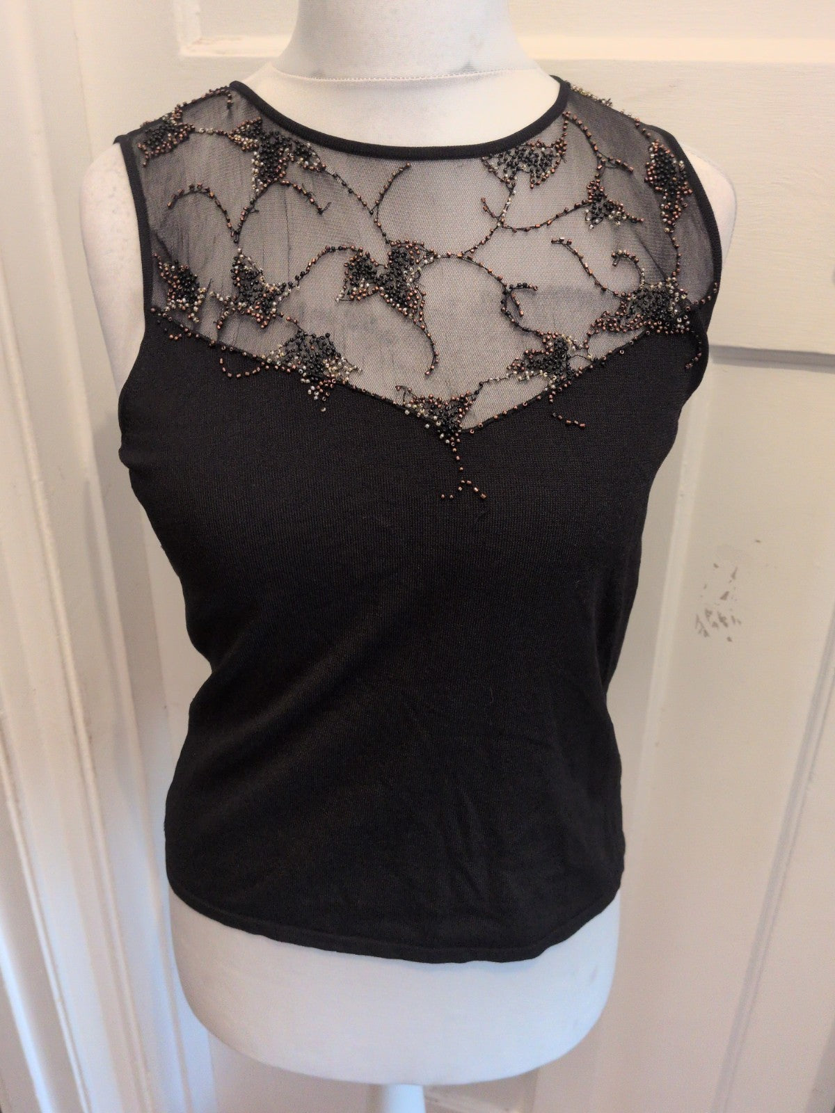 Principles 16 Black With Beads Sleeveless Blouse