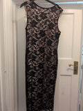 Ladies New Look Size 14 Pink With Black Lace Sleeveless Midi Dress