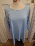 Ladies Size 4XL Pale Blue Mid Sleeved Long Length Tshirt